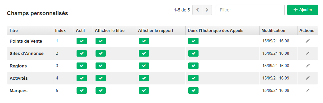 Configurer des champs personnalisés Dexem