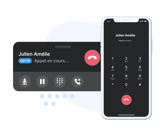 Appel en cours sur mobile et sur webphone
