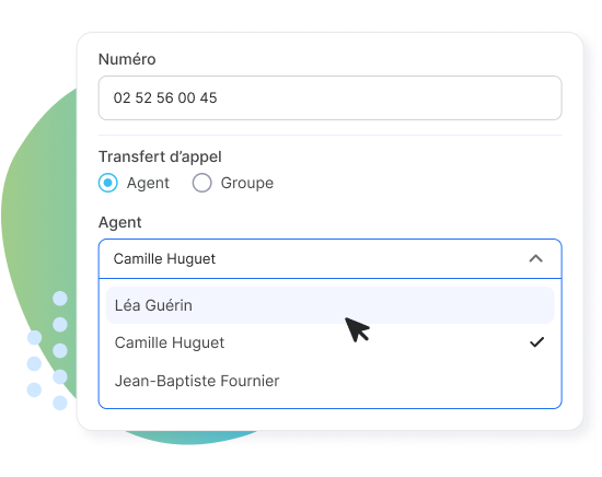 Interface Web de paramétrage d'un numéro
